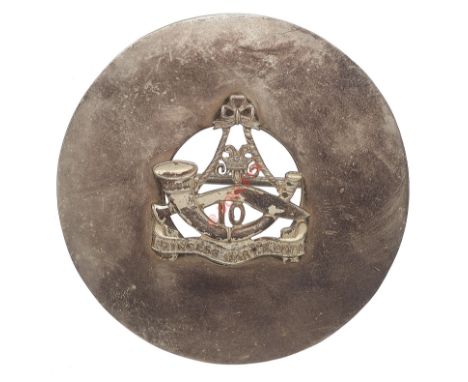 Badge. 10th Gurkha Rifles piper’s plaid brooch circa 1970-94. A good silvered example. Plain disc mounted with a strung bugle
