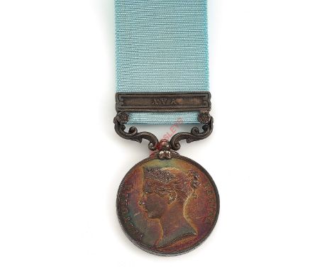 41st Foot (Welch) Regt. of Foot Army of India Medal, clasp “AVA” Awarded to “W. TONER 41ST FOOT”.  Officially impressed, the 