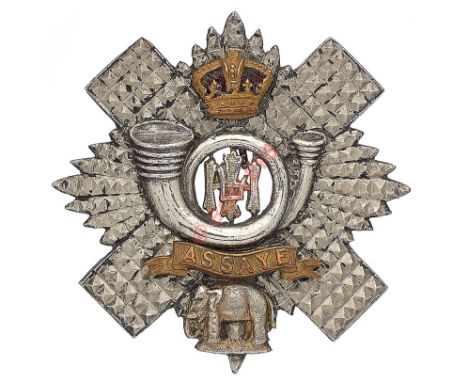 Badge. Scottish. Highland Light Infantry Victorian Officer’s  HLI glengarry circa 1881-1901. A scarce example. Die-stamped si