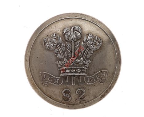 82nd (Prince of Wales) Regiment of Foot  Georgian Officer’s silvered open-back coatee button. A fine scarce example by Charle