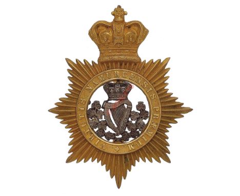 Badge. 18th (The Royal Irish) Regiment of Foot Victorian Officer’s “Quilted” pattern shako plate circa 1861-69 A very fine an