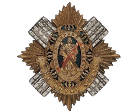 Scottish. 1st Foot (Royal Scots) Victorian Officer’s forage cap badge circa 1872-81. A very fine and scarce example worn by a