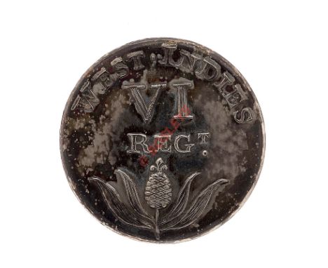 6th West Indies Regiment George III Officer’s silvered open-back coatee button. A fine rare example by Charles Jennens, Londo