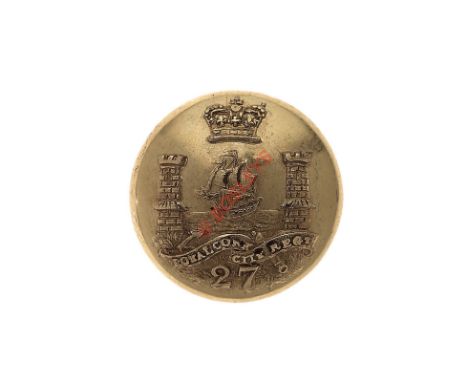 Irish. Royal Cork City Militia Georgian Officer’s gilt closed-back coatee button. A good small example by Jennens, London (PO