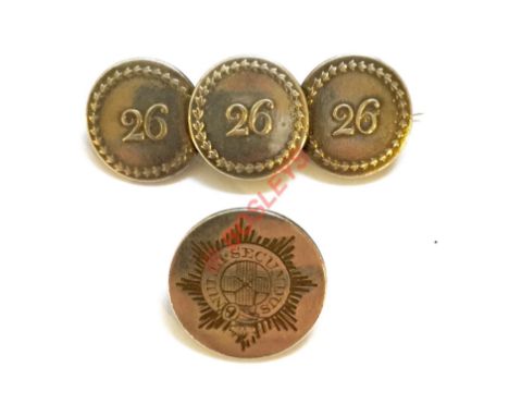 Scottish. 26th (Cameronians) Regiment of Foot early sweetheart brooch and Coldstream button. A fine example fashioned from th