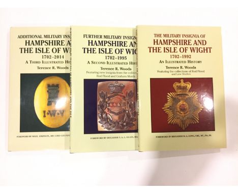 “The Military Insignia of Hampshire and the Isle of Wight 1702-1992” in two volumes, signed First Editions. A very fine lavis