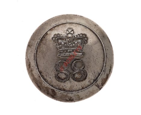 Irish. 88th Foot (Connaught Rangers) Regiment Georgian Officer’s silvered open-back coatee button. A fine scarce example by C