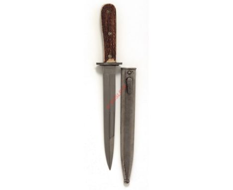 German Third Reich Luftwaffe Forestry knife. A good scarce example with simulated staghorn grips secured by three rivets and 