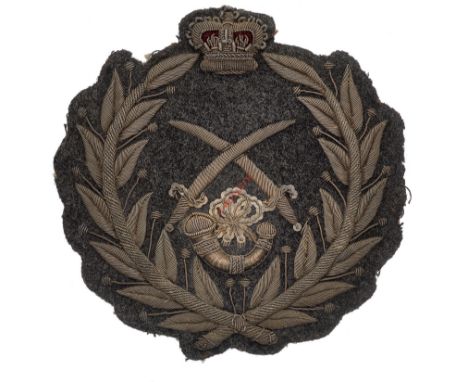 Rifle Volunteers Victorian pre 1877 Colour Sergeant's rank badge. A fine example comprising silver bullion crowned laurel spr