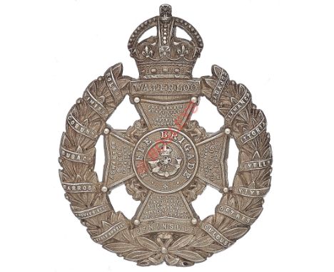 Rifle Brigade Edwardian Officer’s 1909 Birmingham hallmarked silver pagri badge. A good die-cast example by J & Co (Joseph Je