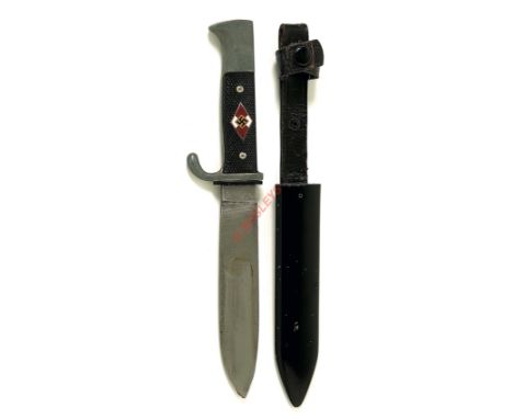 German. Third Reich Hitler Youth Knife by Gustav Spitzer, Solingen. A post 1938 example,  the blade bearing RZM device and ma