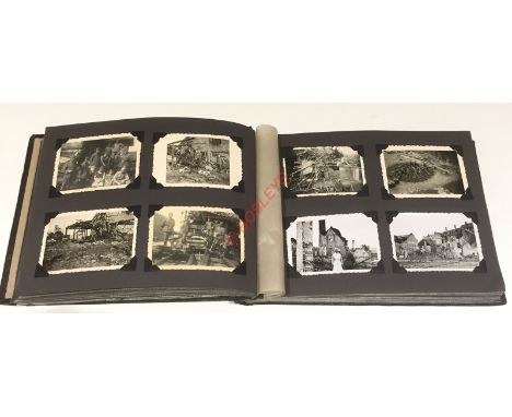 German Third Reich WW2 Army photograph album. A good interesting example following a Leutnant’s wartime career with black cov
