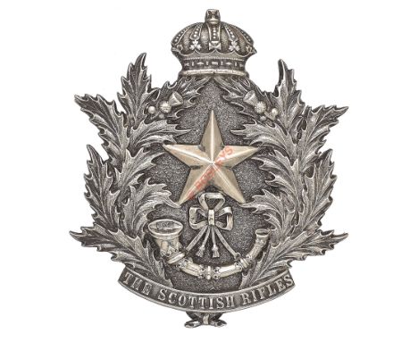 Badge. Scottish. The Cameronians (Scottish Rifles) Boer War Officer’s 1899 Birmingham hallmarked silver pouch belt plate. A f