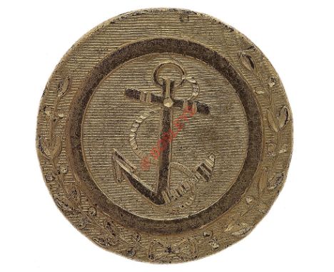 Royal Navy George III Officer’s gilt flat-back coatee button circa 1797-1811. Fine rare example by Firmin & Westall, Strand. 