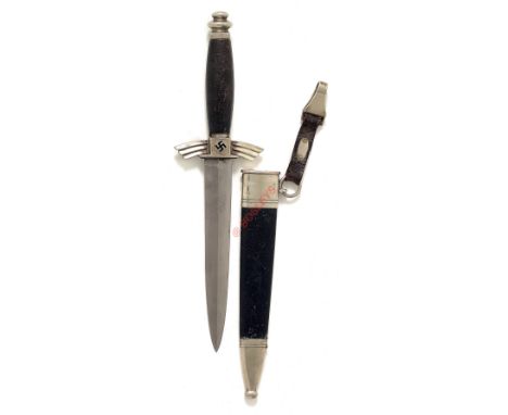 German Third Reich NSFK dagger by F & A Helbig, Steinbach KrM. A fine early nickel mounted example. Blue leather grip with bl