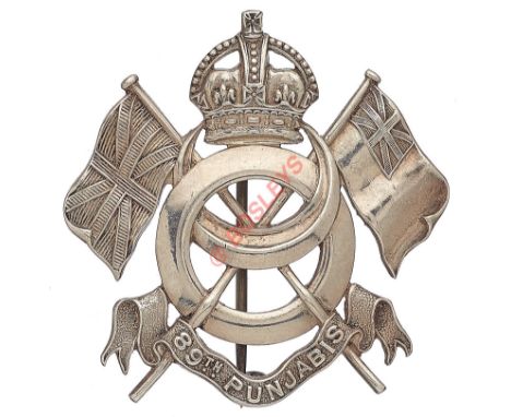 Indian Army. 89th Punjabis Officer’s 1906 Birmingham hallmarked silver pagri badge. Fine scarce die-stamped example by H & S 