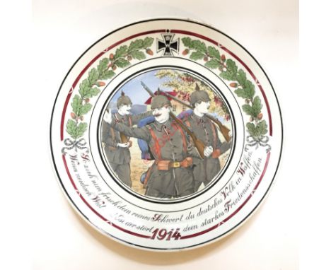 WW1 Imperial German Patriotic Porcelain Plaque. This plaque depicts the great advances of the German army in 1914. To the cen