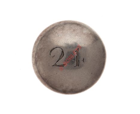 24th (2nd Warwickshire) Regiment of Foot Georgian Officer’s silvered closed-back coatee button. A fine early scarce example b