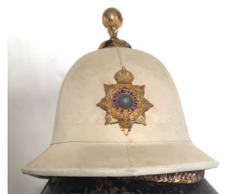 Royal Marines Officer’s White Helmet. A scarce example of the private purchase pattern worn by Officers. The Wolseley style h