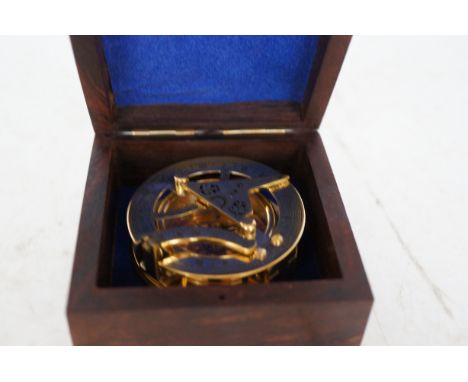 Boxed brass sundial compass 