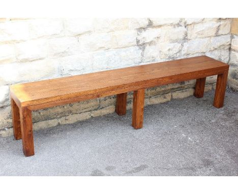 A Contemporary Solid Wood Bench, approx 200 l x 35 w cms.