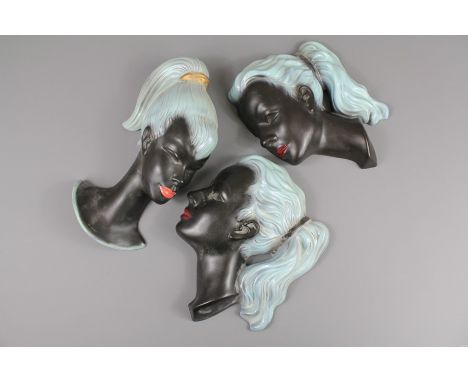 Three Blonde Art Deco West German Ceramic Profiles; two nr 5105 and the other nr 5103, all approx 19 x 18 cms. (3)
