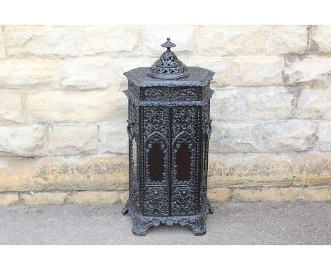 A Late Victorian Cast Iron Conservatory Heater, approx 92 h x 44 w x 32 d, nr 257348, with interior heater brass lamp by Veri