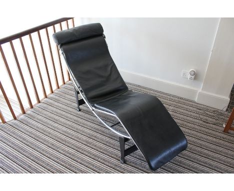 A Vintage Chrome and Leather Recliner, approx 165 cms l x 75 w cms.