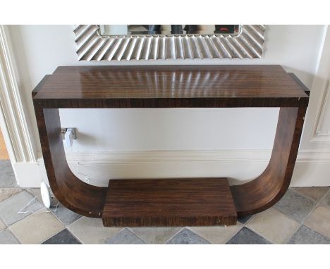 An Art Deco Rosewood Veneer Console Table, approx 132 w x 44 d x 85 h cms.