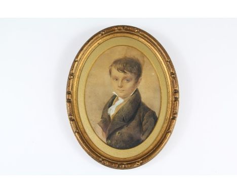P. Desormier&nbsp; Portrait Miniature of a Young Boy, signed lower left. Inscription to verso V &amp; A suggests early year o