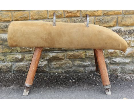 A Vintage Suede Covered Gymnastics Horse.