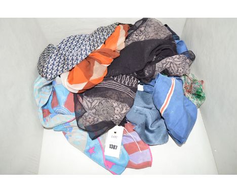 Seven mid 20th Century silk scarves one by Christian Dior; another by Joseph Otten.