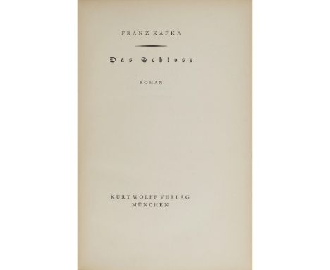 Kafka, Franz  Das Schloss: Roman. München: Kurt Wolff, 1926. First edition, 8vo., publisher's blue cloth, title label on the 