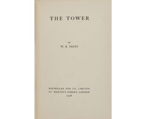 Yeats, W.B.  The tower. London: Macmillan, 1928. First edition, 8vo., original gilt decorated green cloth after a design by S