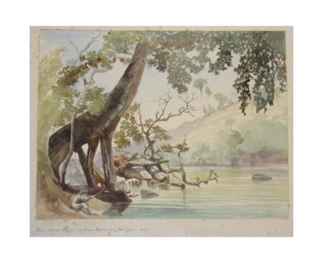 Watercolours by Evan Baillie of Dochfour  1 of Brazil ("River Scene", 1861, 22 x 29cm.), Eberstein Burg - Baden, neighbourhoo