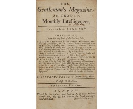 Gentleman's Magazine - Sylvanus Urban  London: Edw. Cave [and later others], 1731-1844. First series: volumes 1-103 (up to 18