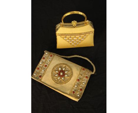 Two vintage embroidered ladies purses H.12 W.20cm. (largest) 