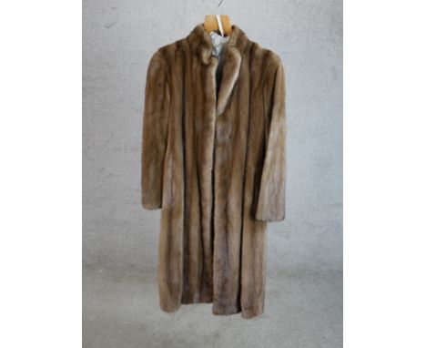 A ladies vintage ladies brown mink ladies full length jacket. H.120 W.50cm 