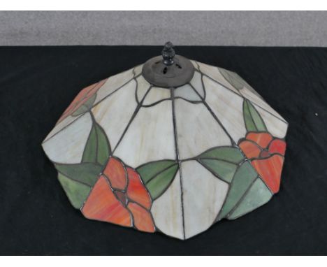 A contemporary Tiffany style leaded glass light shade. H.23 W.40 D.40cm