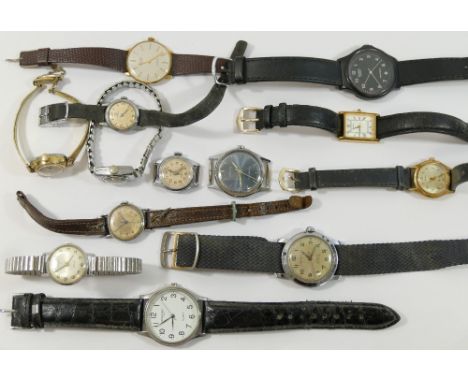 A collection of 13 vintage and later wrist watches including gentleman's Oriosa and Elrex examples along with Tissot and Time