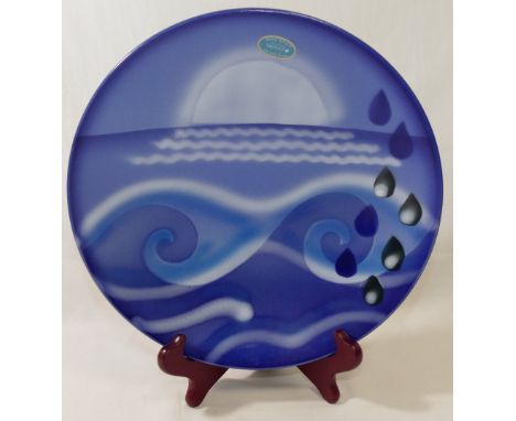 A Poole Pottery limited edition dish from 'The Elements' series entitled 'Water', designed by Karen Ford, numbered 83/350, 25