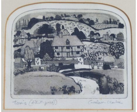 Graham Clarke (b. 1941), 'Tom's', artist's proof print, signed and titled in pencil to the lower margin, 13.5cm x 17cm, frame