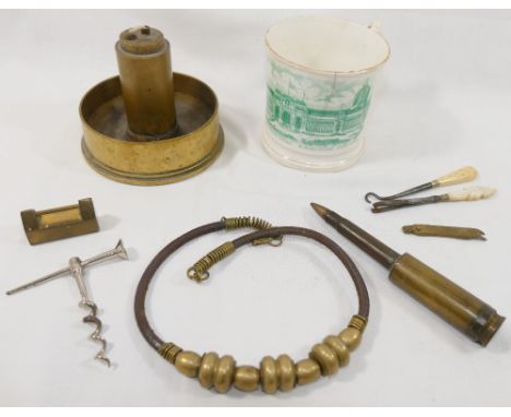 A collection of miscellaneous items comprised of a&nbsp;late 19th century/early 20th century French brass-cased five-glass ca