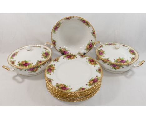 A quantity of Royal Albert 'Old Country Roses' pattern bone china tea and dinner ware, comprised of, eight dinner plates, six