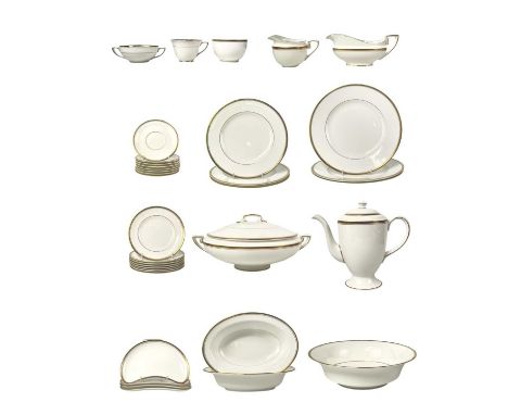 A Royal Worcester porcelain part service Viceroy Gold pattern. Comprising: coffee pot and cover, sugar bowl, milk jug, sugar 