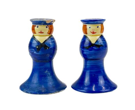 A Clarice Cliff United Services pepper pot. Bizarre Newport Pottery marks together with another United Services pepper pot. (