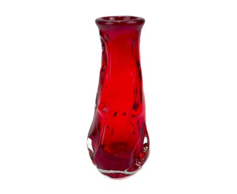 A Whitefriars ruby glass Knobbly vase. Height 25cm