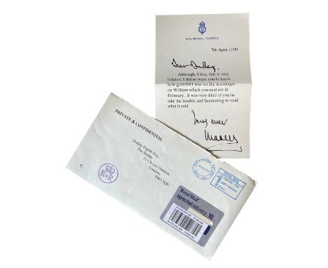 HRH King Charles III (when Prince of Wales) A personal letter with the King's  autograph  A short typed letter from Charles, 