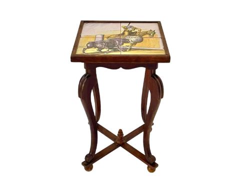 A tile top occasional table. Height 50cm.