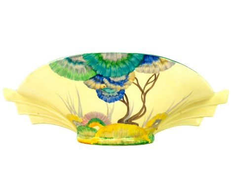 A Clarice Cliff Viscaria pattern 450 shape daffodil bowl. Bizarre Wilkinson Ltd marks, height 12cm.There is professional rest